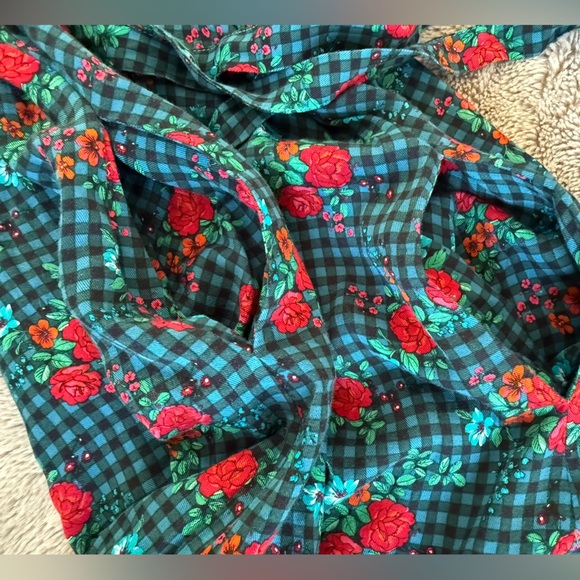 Matilda Jane Follow Your Dreams Fa La La Shirt Dress Sz S plaid floral - Picture 5 of 16